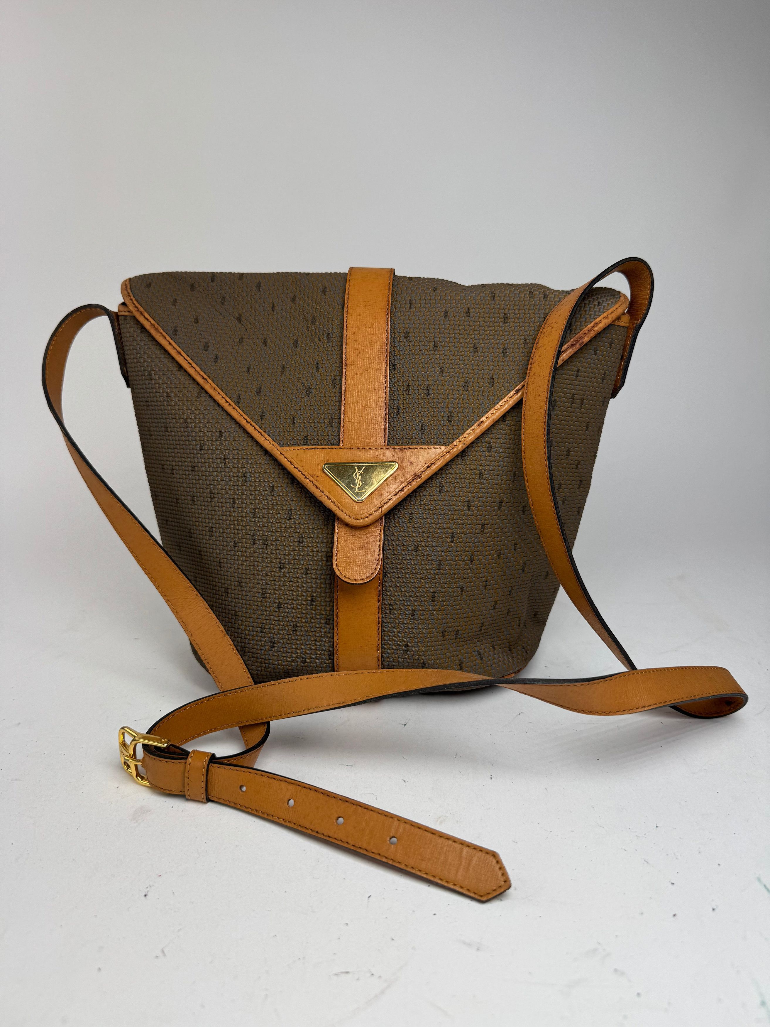 Vintage Yves Saint Laurent bag brown grey Brown