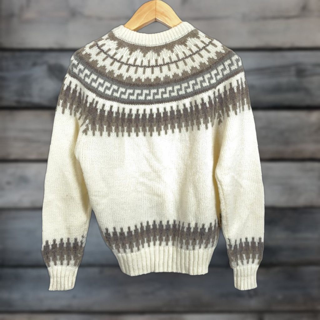 Vintage VINTAGE 90s Peter England Fair Isle Sweater Adult Large Ivory Ski Knit Raglan Sleeves Size US L / EU 52-54 / 3 - 1 Thumbnail