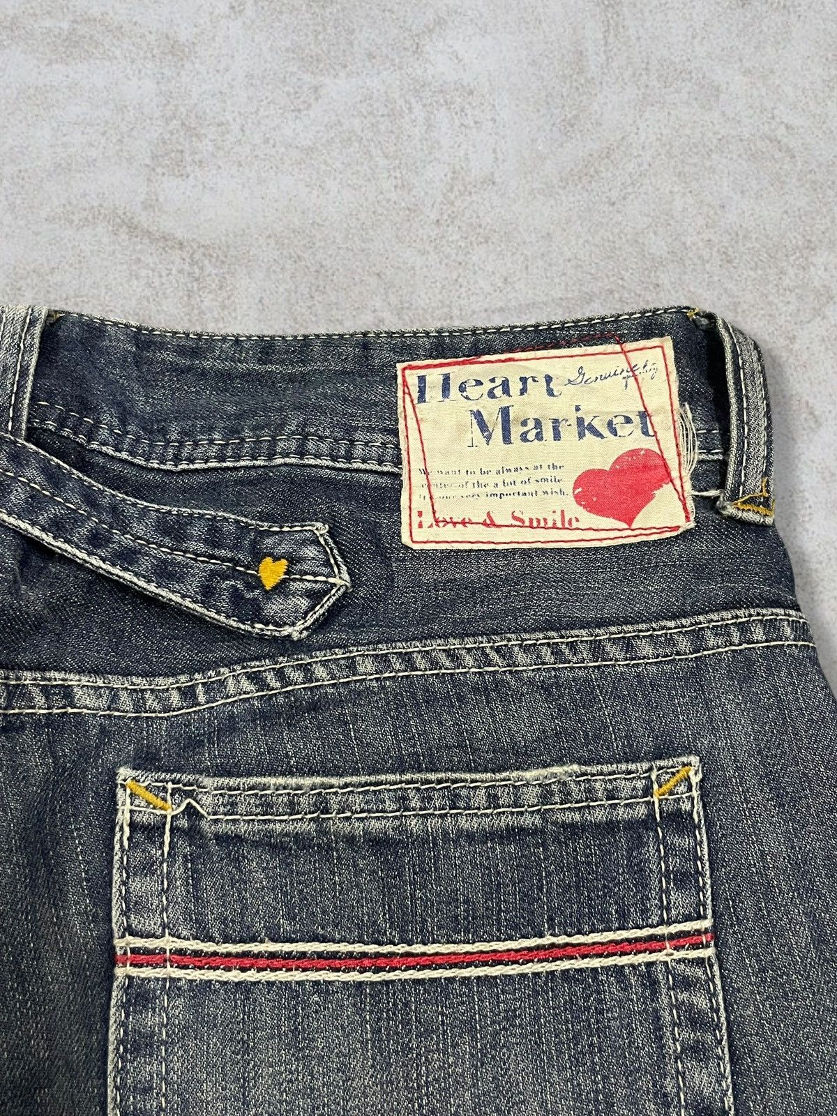 Kapital Japanese Y2K Heart Market Buckle Back Love Embroidery Jeans Size 30" / US 8 / IT 44 - 9 Thumbnail