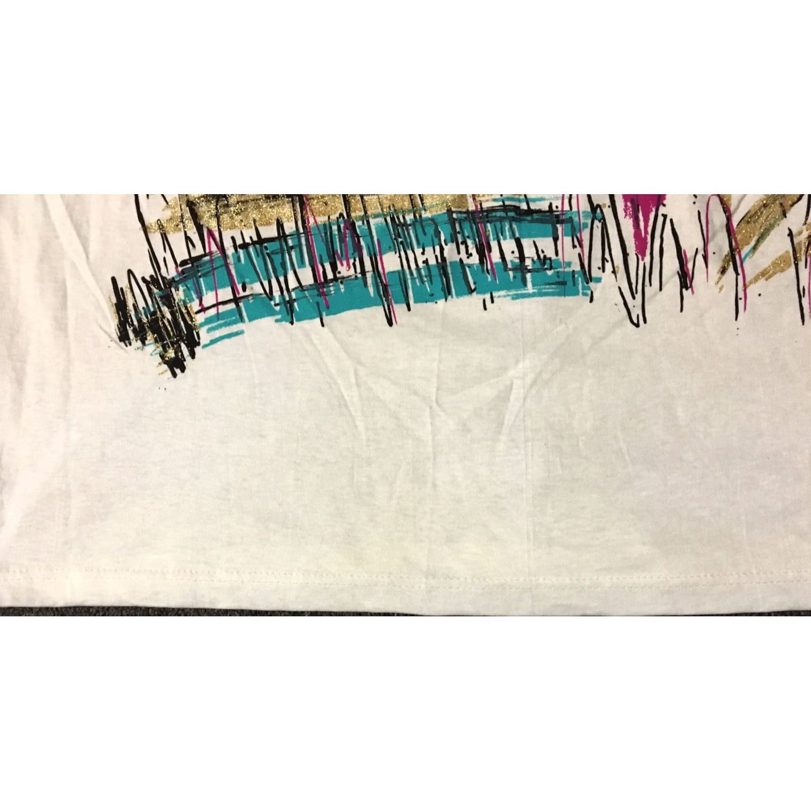 Vintage VINTAGE 90s USA Abstract Art Shirt One Size White Single Stitch Vaporwave 80s Fun Size US M / EU 48-50 / 2 - 4 Thumbnail