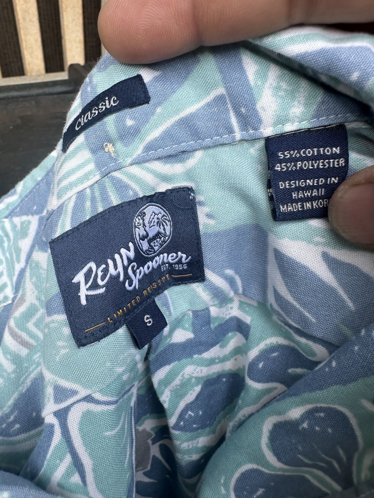 Reyn Spooner Reyn Spooner Classic Hawaiian Print Blue/Green Men's S Size US S / EU 44-46 / 1 - 4 Thumbnail