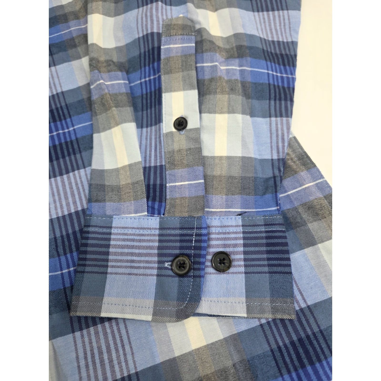 Lands' End Lands' End Men's Button-Up Shirt XL Blue Plaid Long Sleeve Regular Fit Size US XL / EU 56 / 4 - 7 Thumbnail