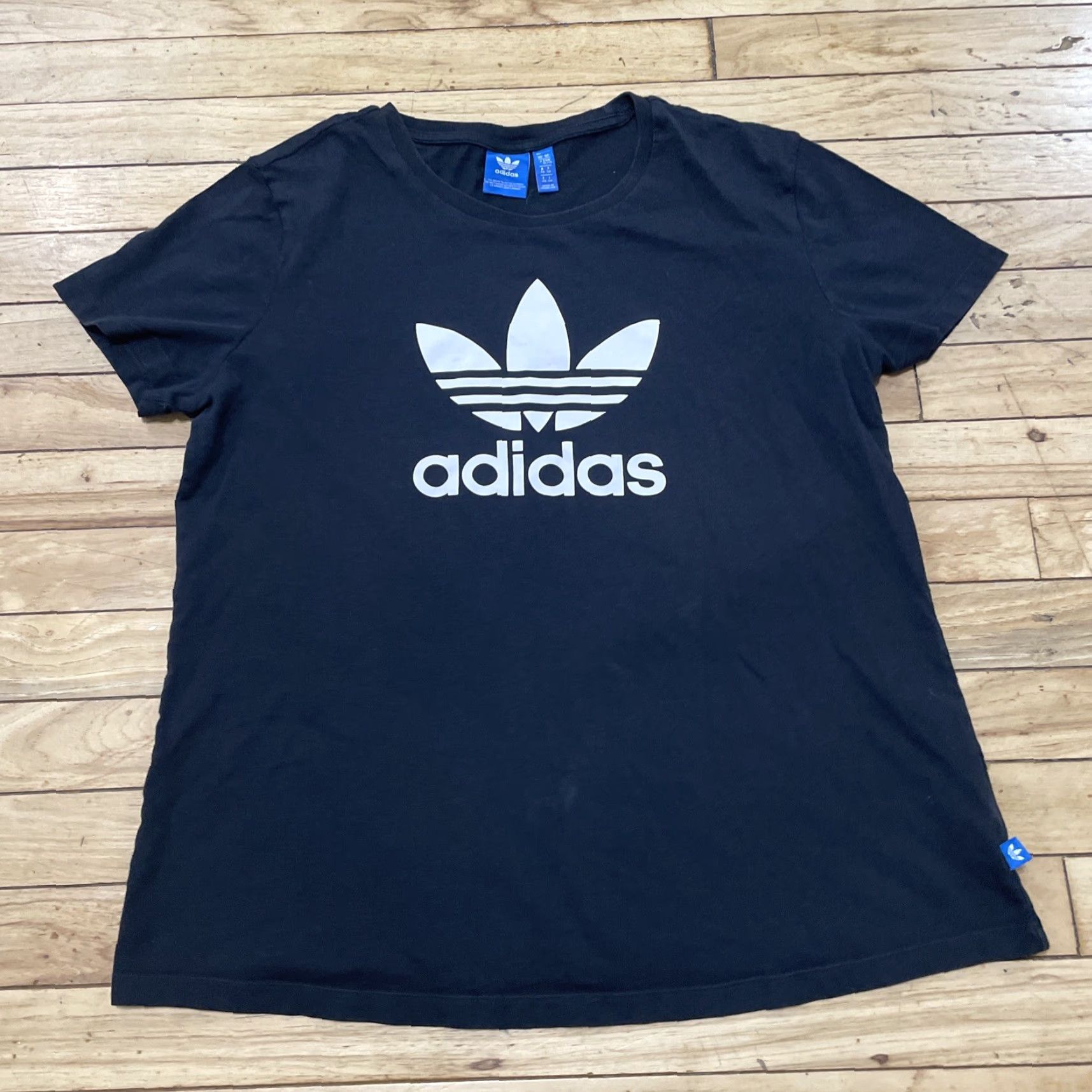 Adidas VINTAGE ADIDAS T Shirt XL Womens Black White Skater Trefoil Logo Sewn Tag Y2k Vtg Tee Size XL / US 12-14 / IT 48-50 - 2 Thumbnail