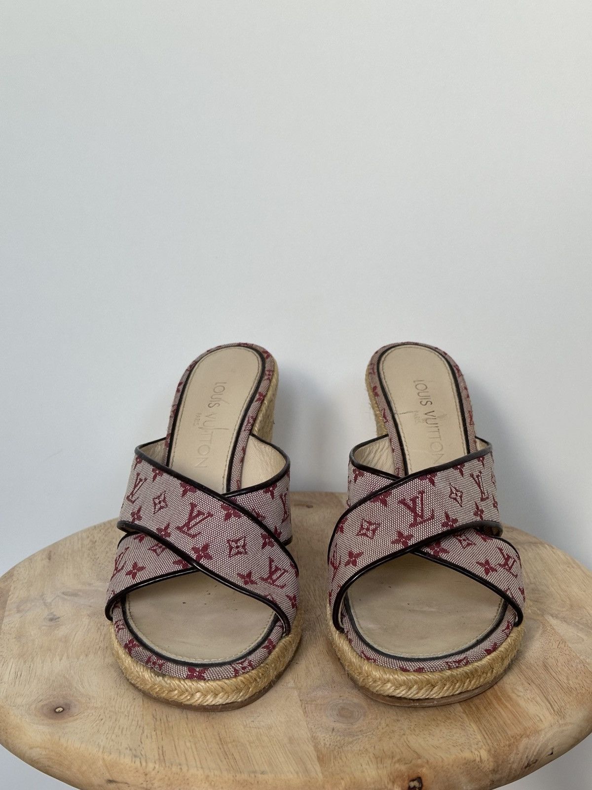 Louis Vuitton cloth sandals espadrilles monogram dustbag