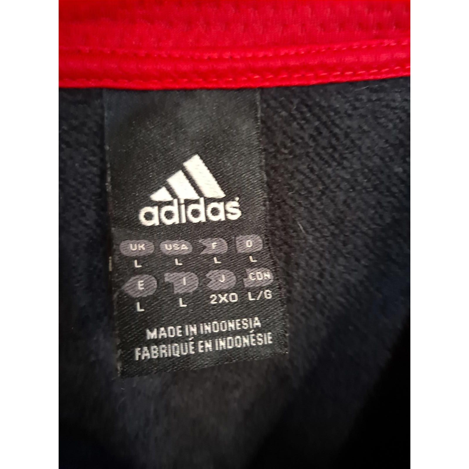 Adidas Adidas Black Hooded Sweatshirt with Red Logo and White Strip Size US L / EU 52-54 / 3 - 5 Thumbnail
