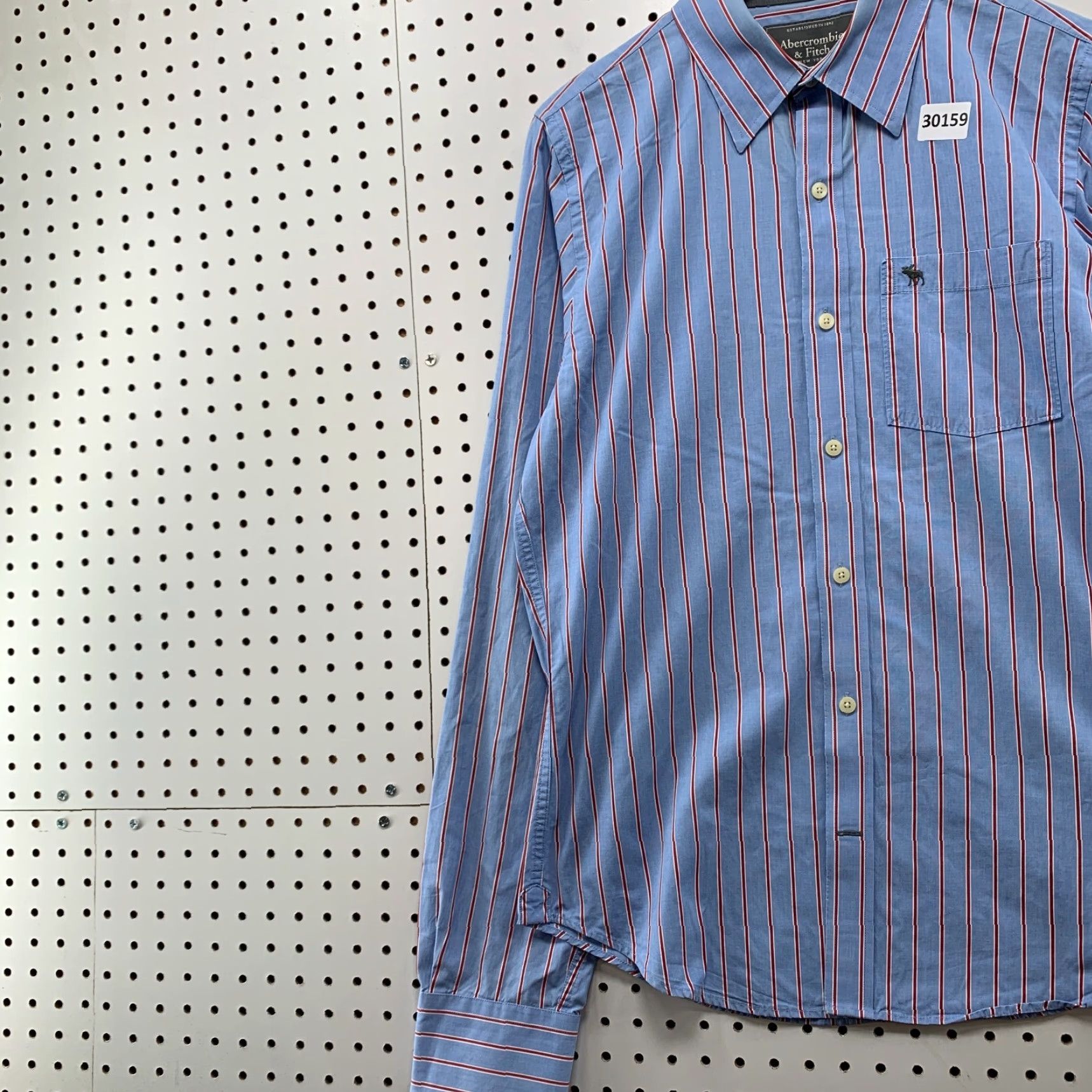 Abercrombie & Fitch Abercrombie & Fitch Button Shirt Mens Large Muscle Fit Blue Striped 22.5x30 Size US L / EU 52-54 / 3 - 4 Thumbnail