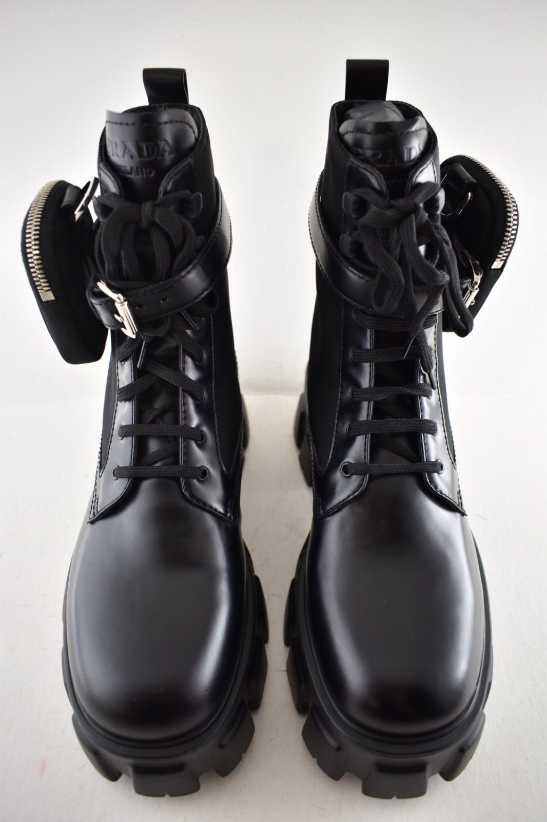 Prada Prada Monolith Leather Nylon Pouch Lug Sole Combat Boot 41.5 Size US 11.5 / IT 41.5 - 7 Thumbnail