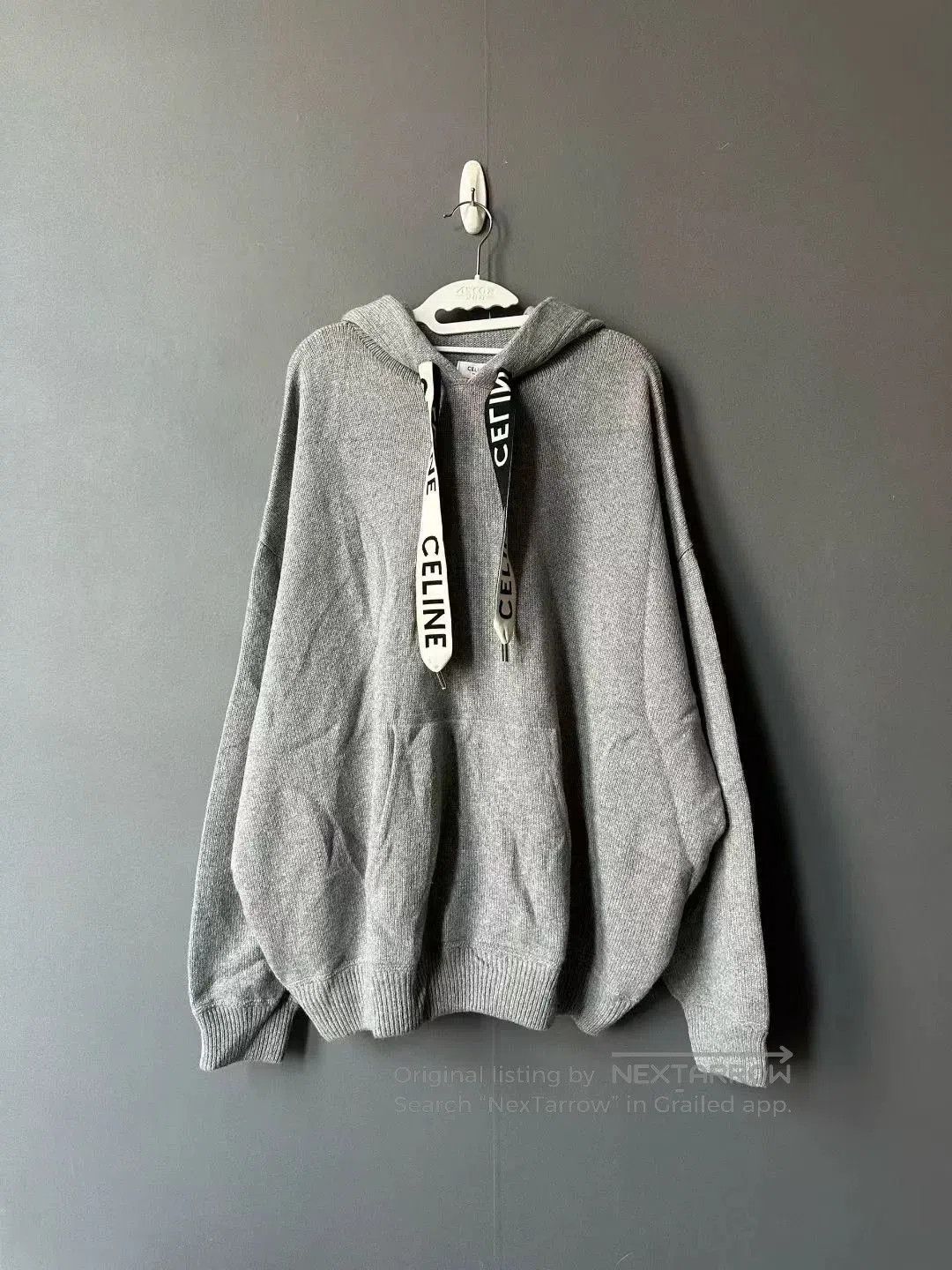 Celine celine gray drawstring logo cashmere hoodie. Size S / US 4 / IT 40 - 1 Thumbnail