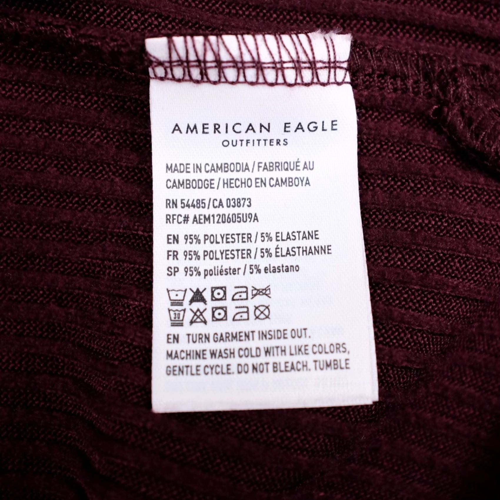 American Eagle Outfitters American Eagle Shirt Womens Medium Maroon Pullover Long Sleeve V-Neck T-Shirt Size M / US 6-8 / IT 42-44 - 6 Thumbnail