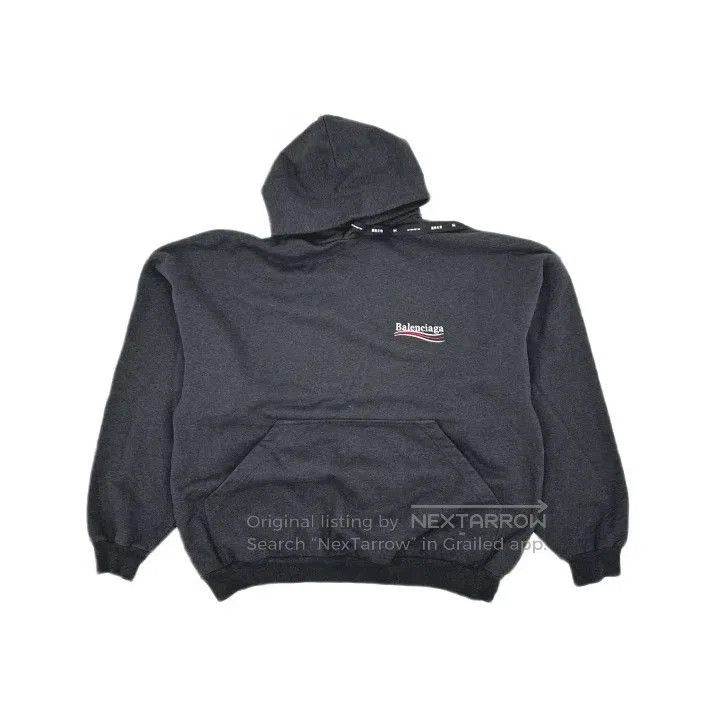 Balenciaga Balenciaga Gray Logo Print Hooded Sweatshirt. Size US M / EU 48-50 / 2 - 2 Thumbnail