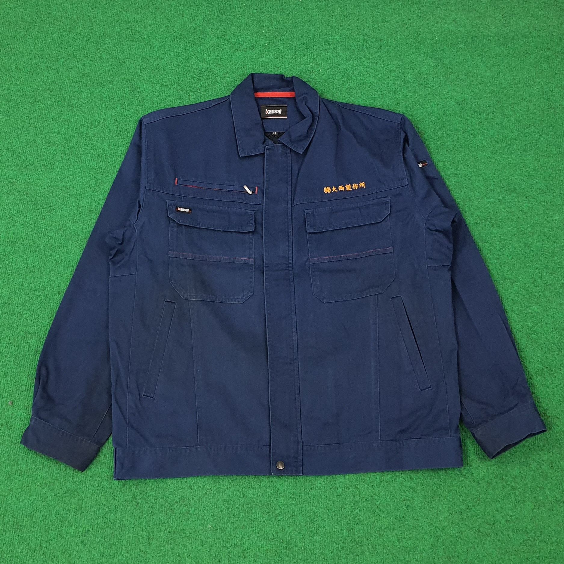 Japanese Brand Vintage Kansai Custom Skull Logo Workwear Jacket C246N8 Size US L / EU 52-54 / 3 - 3 Thumbnail