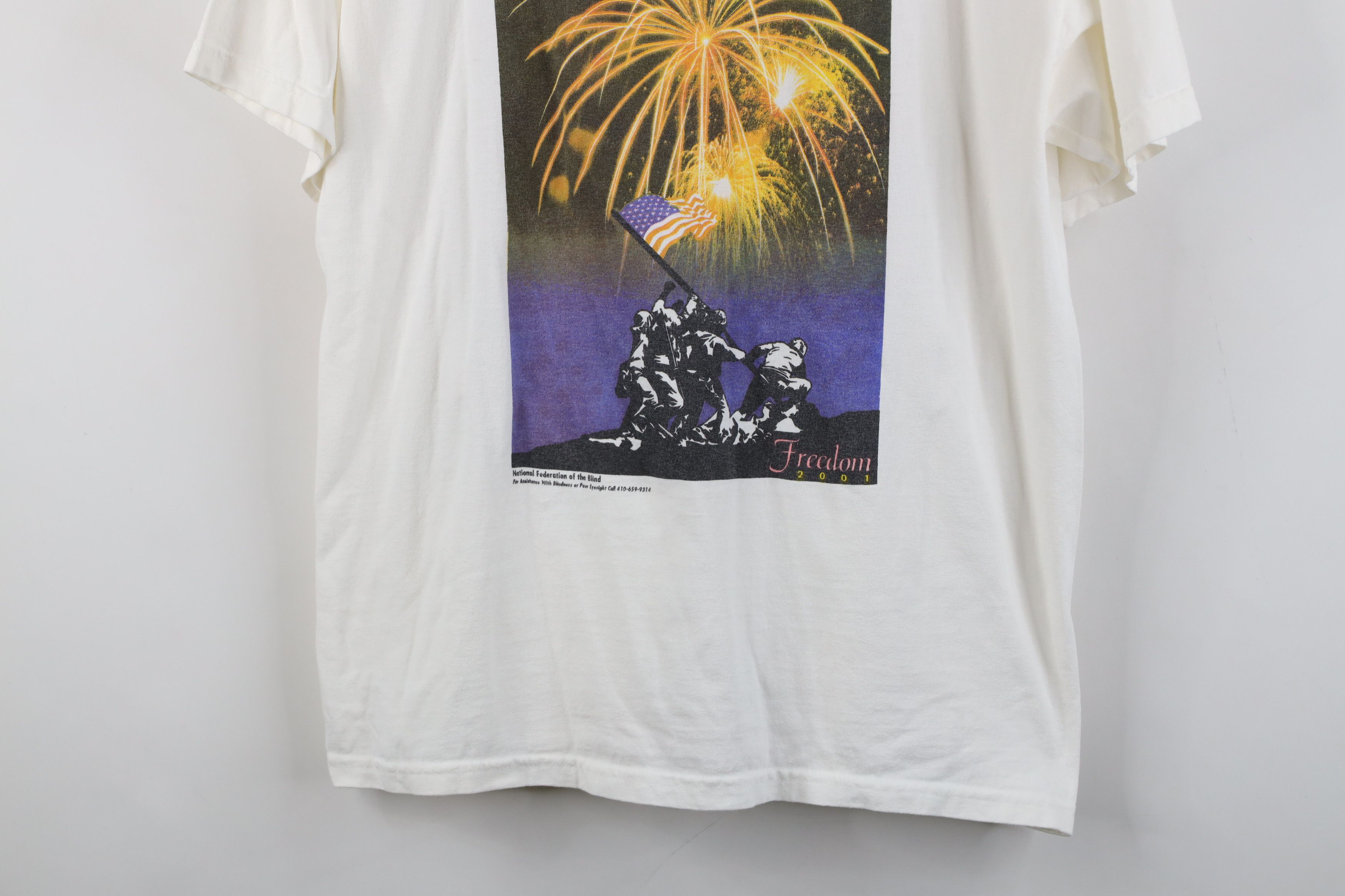 Vintage Vintage Y2K 2001 Freedom Battle of Iwo Jima T-Shirt White Size US M / EU 48-50 / 2 - 3 Thumbnail