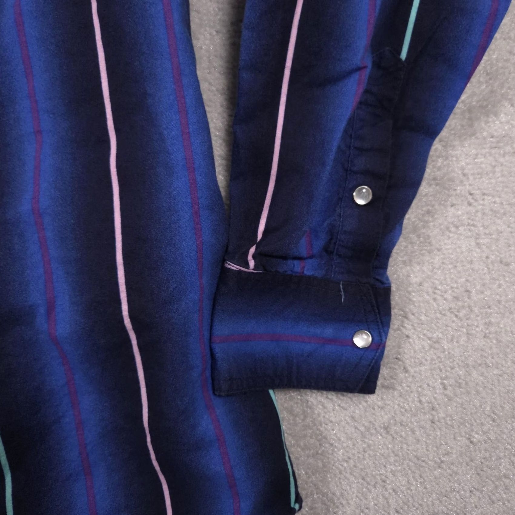 Express Express Rider Shirt Mens Large Blue Western Pearl Snap Striped Long Sleeve Size US L / EU 52-54 / 3 - 4 Thumbnail