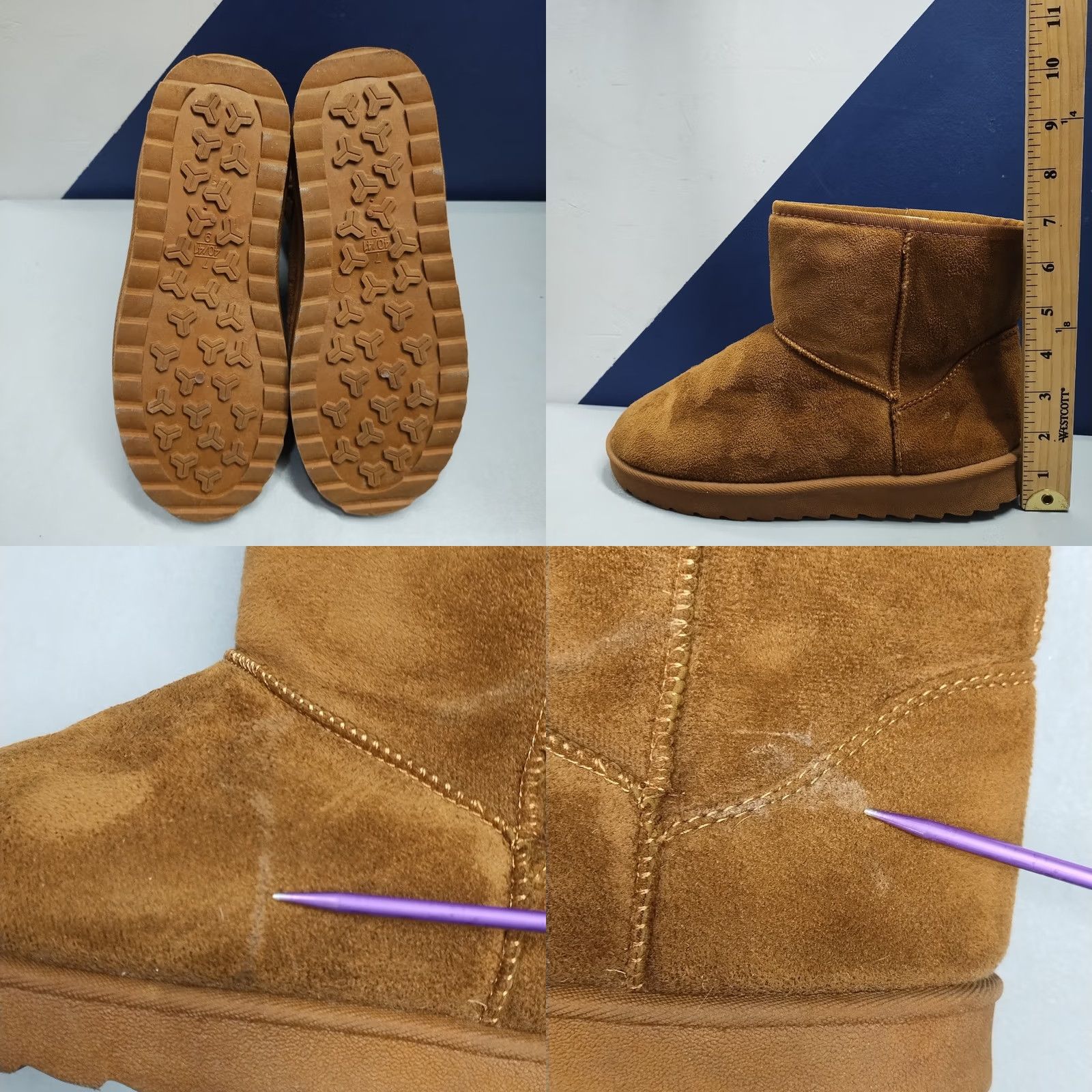 Vintage Atmosphere Womens Size 9 Brown Faux Fur Lined Mini Winter Boots Slip On Round Toe Casual Snow Boot Size US 9 / IT 39 - 8 Thumbnail