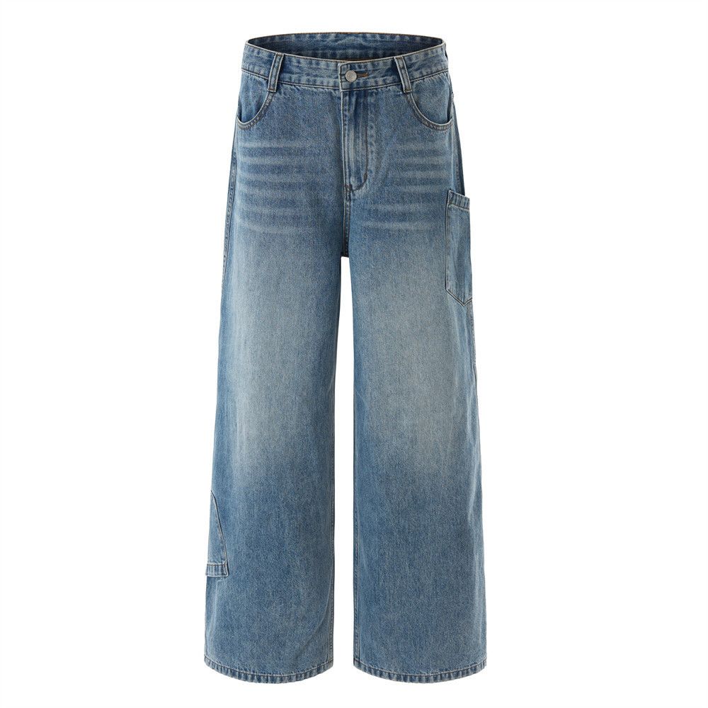 Jean American high street washed men's cleanfit loose jeans Size US 32 / EU 48 - 1 Thumbnail