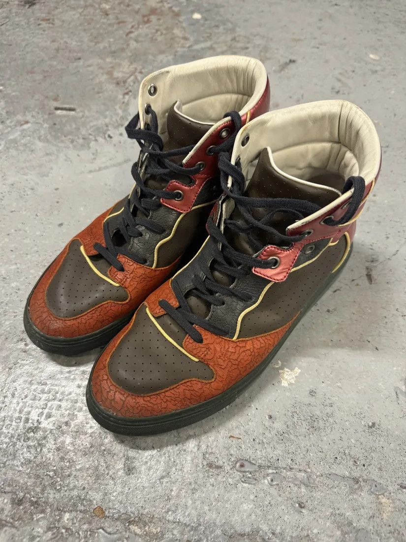 Balenciaga × Designer × Vintage Balenciaga Brown & Orange Leather High Sneakers Size US 7.5 / EU 40-41 - 2 Thumbnail