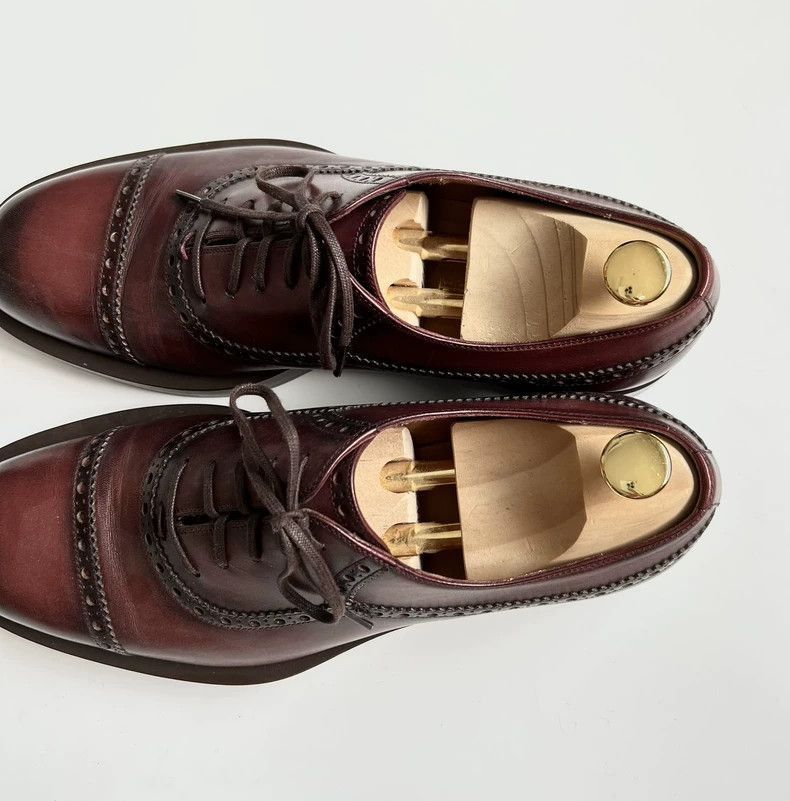 Gucci Brown Oxford Leather Shoes with Brogue Detail-2506 Size US 8.5 / EU 41-42 - 3 Thumbnail