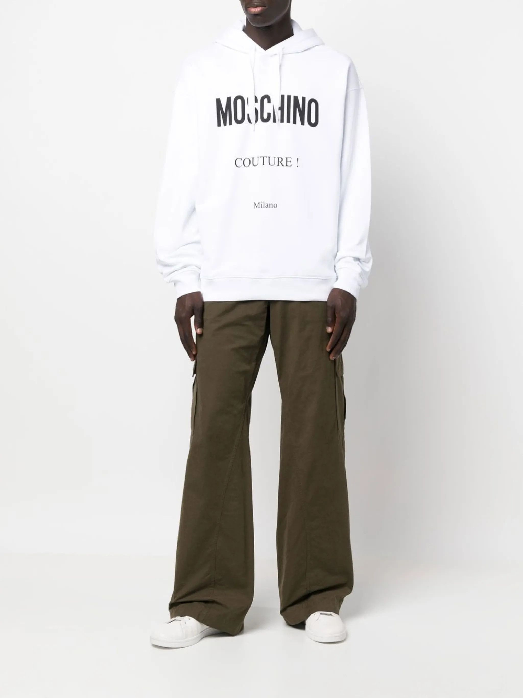 Moschino o1y0225 Logo Embellished Hoodie in White Size US S / EU 44-46 / 1 - 5 Thumbnail