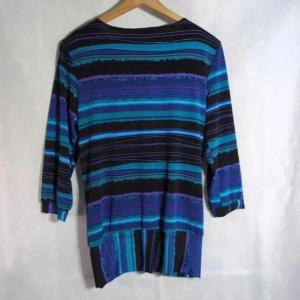 Vintage Ruched Front blouse with Built in Shell Blue/Black sz S by Size S / US 4 / IT 40 - 3 Thumbnail