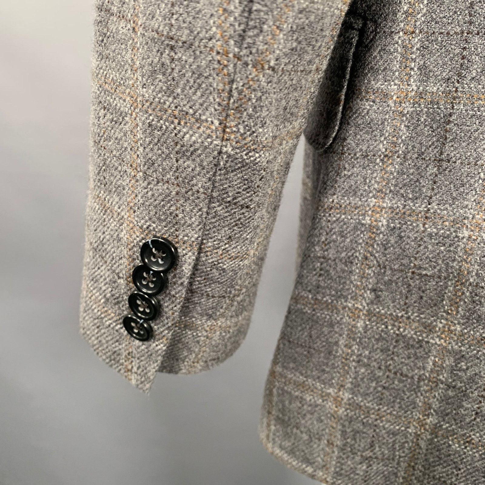 Other BARONI Size 42 Grey Plaid Wool Notch Lapel Sport Coat Size 42R - 5 Thumbnail
