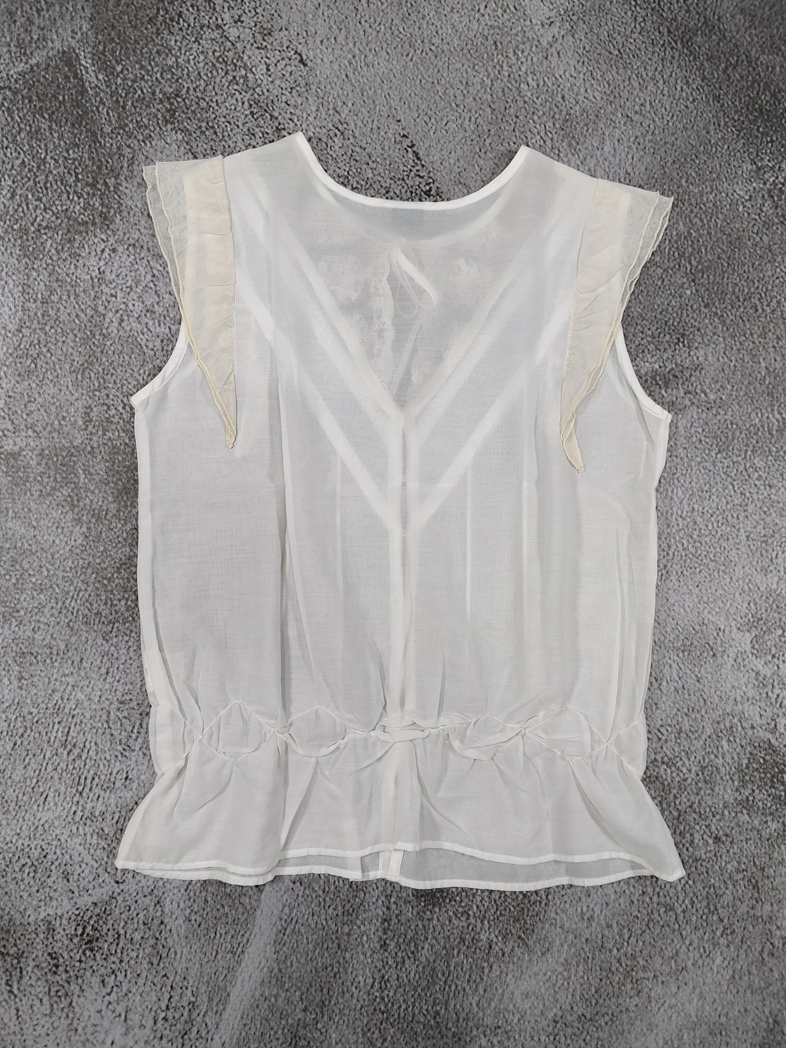 SHIPS 2000s Ships🇯🇵 Lace Panel Pintuck Ribbon Tie Neck Peplum Size M / US 6-8 / IT 42-44 - 7 Thumbnail