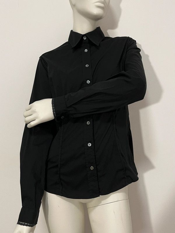 Dolce & Gabbana D&G Black Lace Trim Shirt SS 2006 Size L / US 10 / IT 46 - 1 Thumbnail