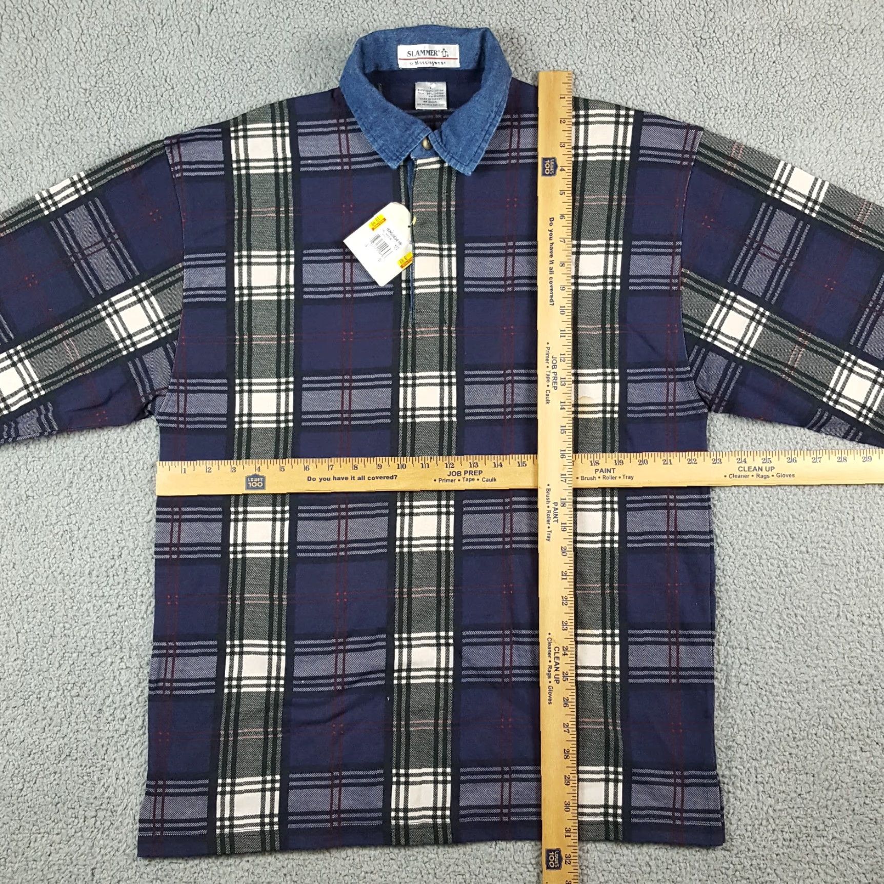 Vintage VINTAGE MunsingWear Polo Shirt Men Large Cotton Plaid 90s Casual Work Thick Button Collar Size US L / EU 52-54 / 3 - 7 Thumbnail