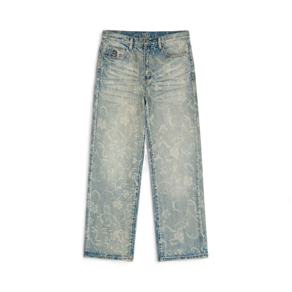 KidSuper KidSuper Face Floral Washed Denim Jeans Light Mud Wash Size US 32 / EU 48 - 1 Thumbnail