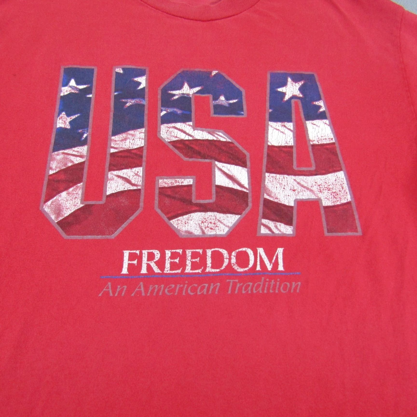 Vintage VINTAGE Alstyle USA Shirt Mens Large Red 2000s Y2K Patriotic Flag T-Shirt Short Sleeve Crew Neck Size US L / EU 52-54 / 3 - 3 Thumbnail