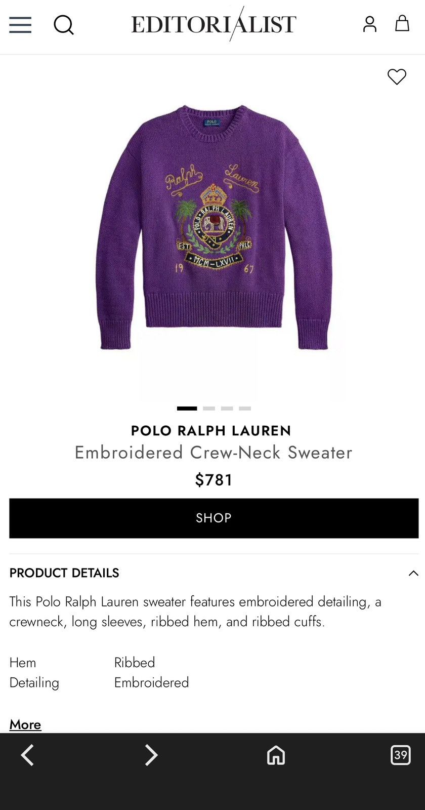 Ralph Lauren BRAND NEW SOLD OUT Ralph Lauren Embroidered Sweater Size US M / EU 48-50 / 2 - 6 Thumbnail