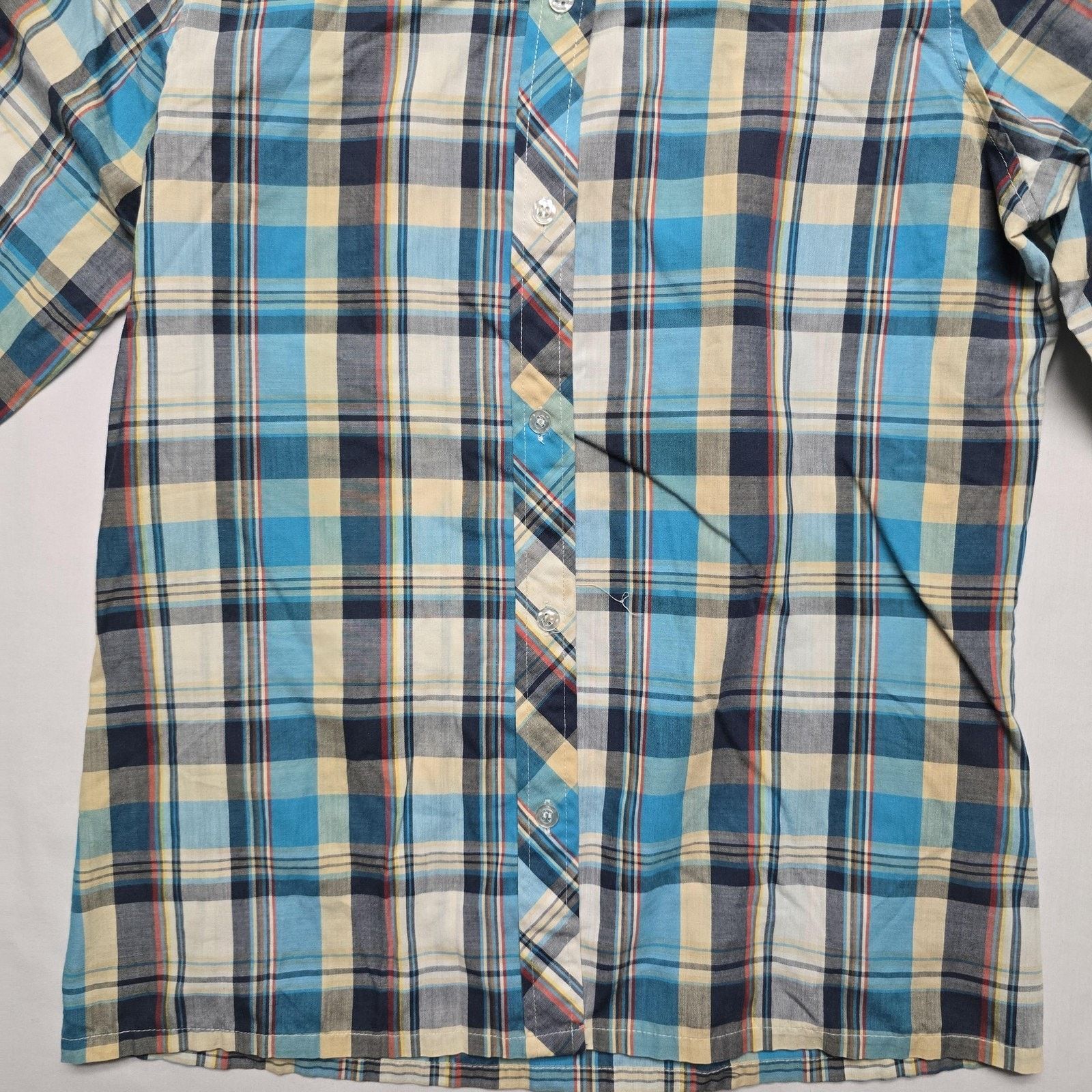 Vintage Vintage Plaid Shirt M 8 Blue Yellow Long Sleeve Button Down Size M / US 6-8 / IT 42-44 - 2 Thumbnail