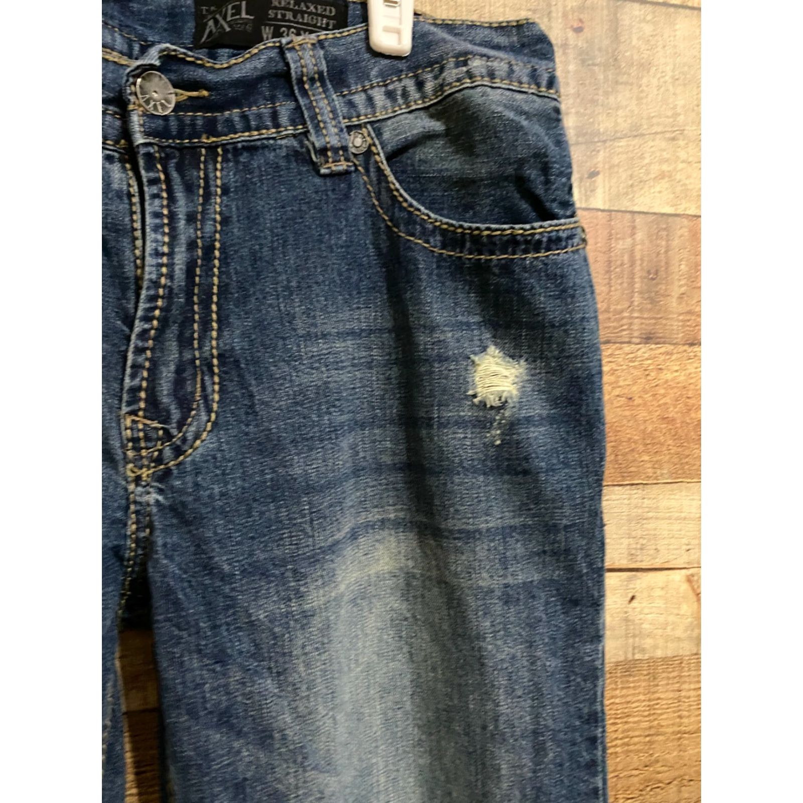 J Brand TK Axel Brand Men's Jeans Distressed Blue 36 x 30 Relaxed Straight Size US 36 / EU 52 - 3 Thumbnail