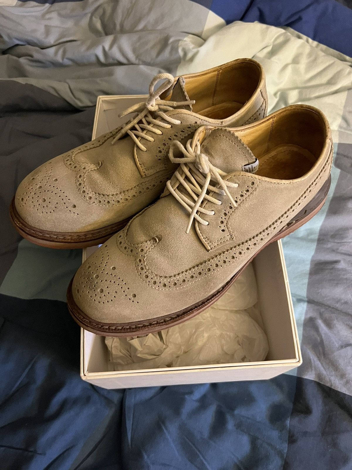 Visvim Visvim Patrician Folk-WT Wing Tip Shoes Beige/Sand | Grailed