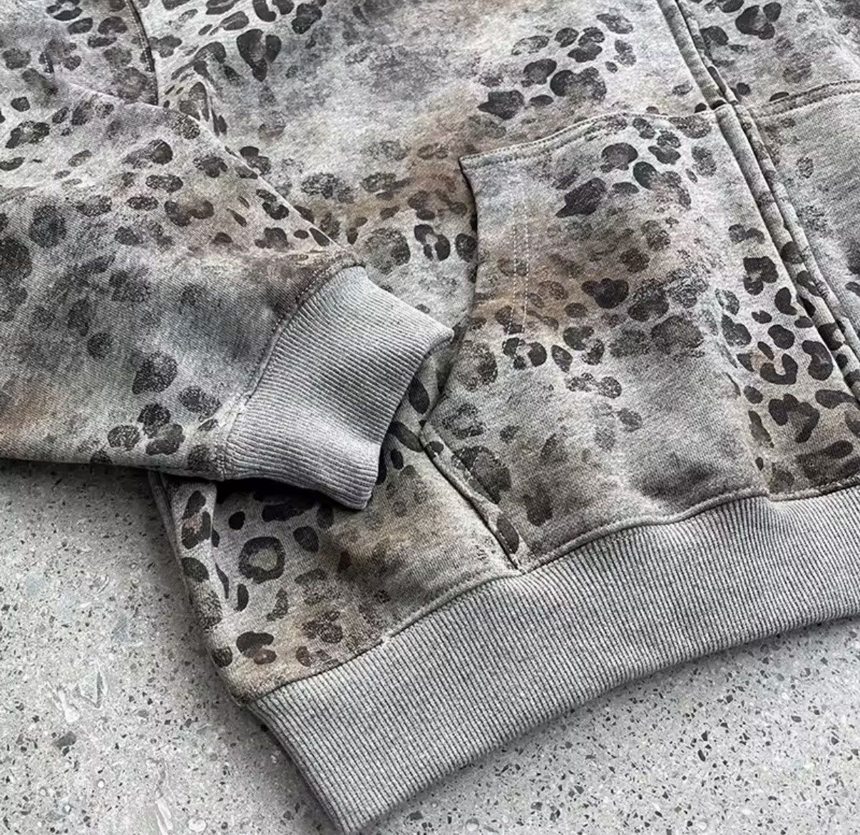 Other Leopard Streetwear Grey Zip Loose Hoodie Size US L / EU 52-54 / 3 - 3 Thumbnail