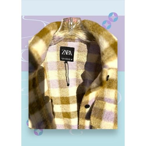 Zara ZARA Multi-coloured Wool Blend Check Over shirt Coat Size Ex Size XS / US 0-2 / IT 36-38 - 4 Thumbnail