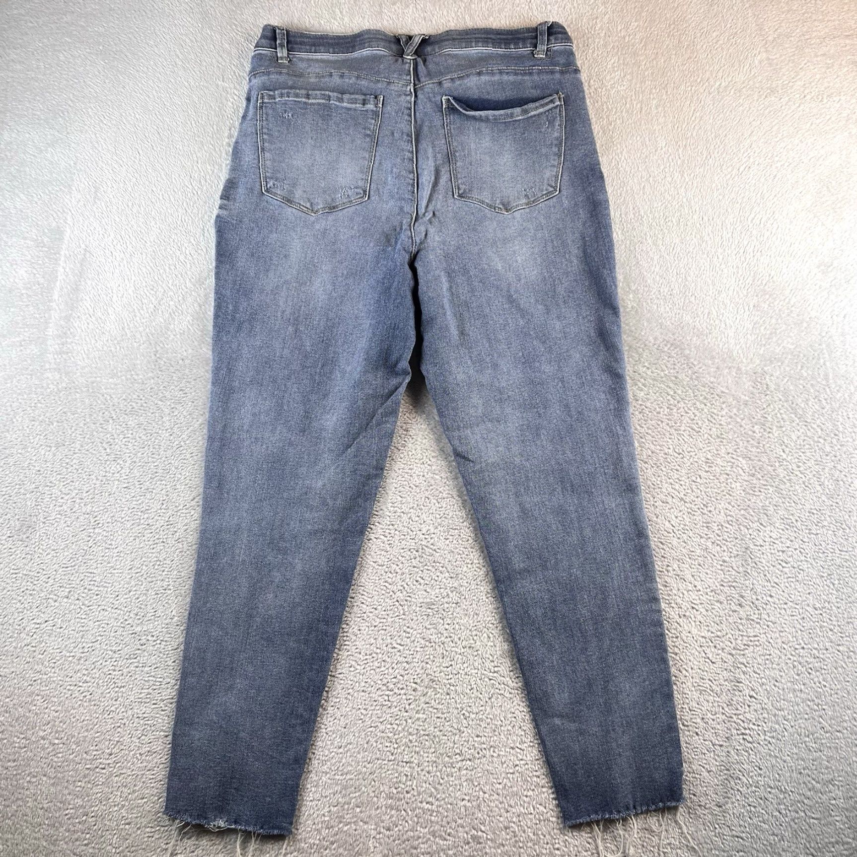 Vintage Democracy Jeans Womens 14 Skinny Jeans Distressed Denim Blue 32x27 Mid Rise Raw Hem Pockets - Regular Women Size 36" / US 14 / IT 50 - 2 Thumbnail