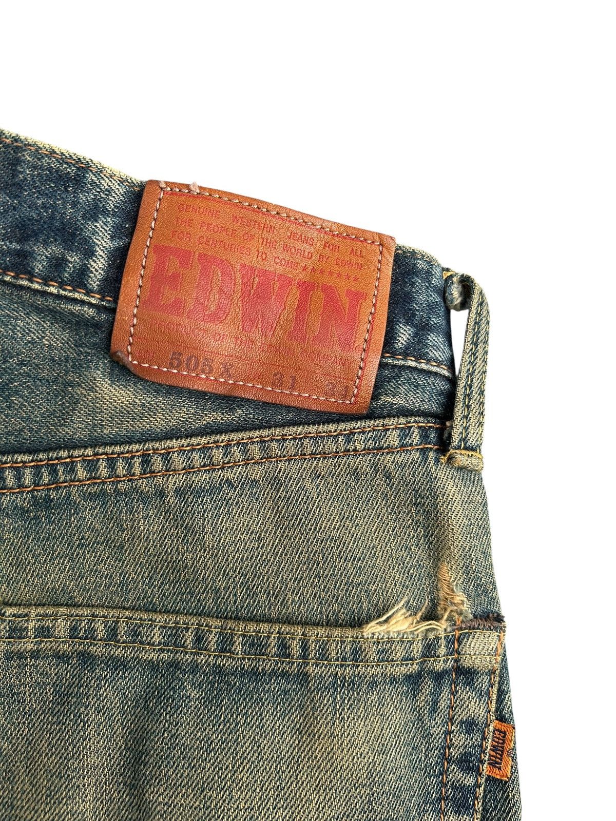 Kapital Thrashed Vintage Edwin 505X Selvedge Rusty Denim Jeans Size US 31 - 12 Thumbnail