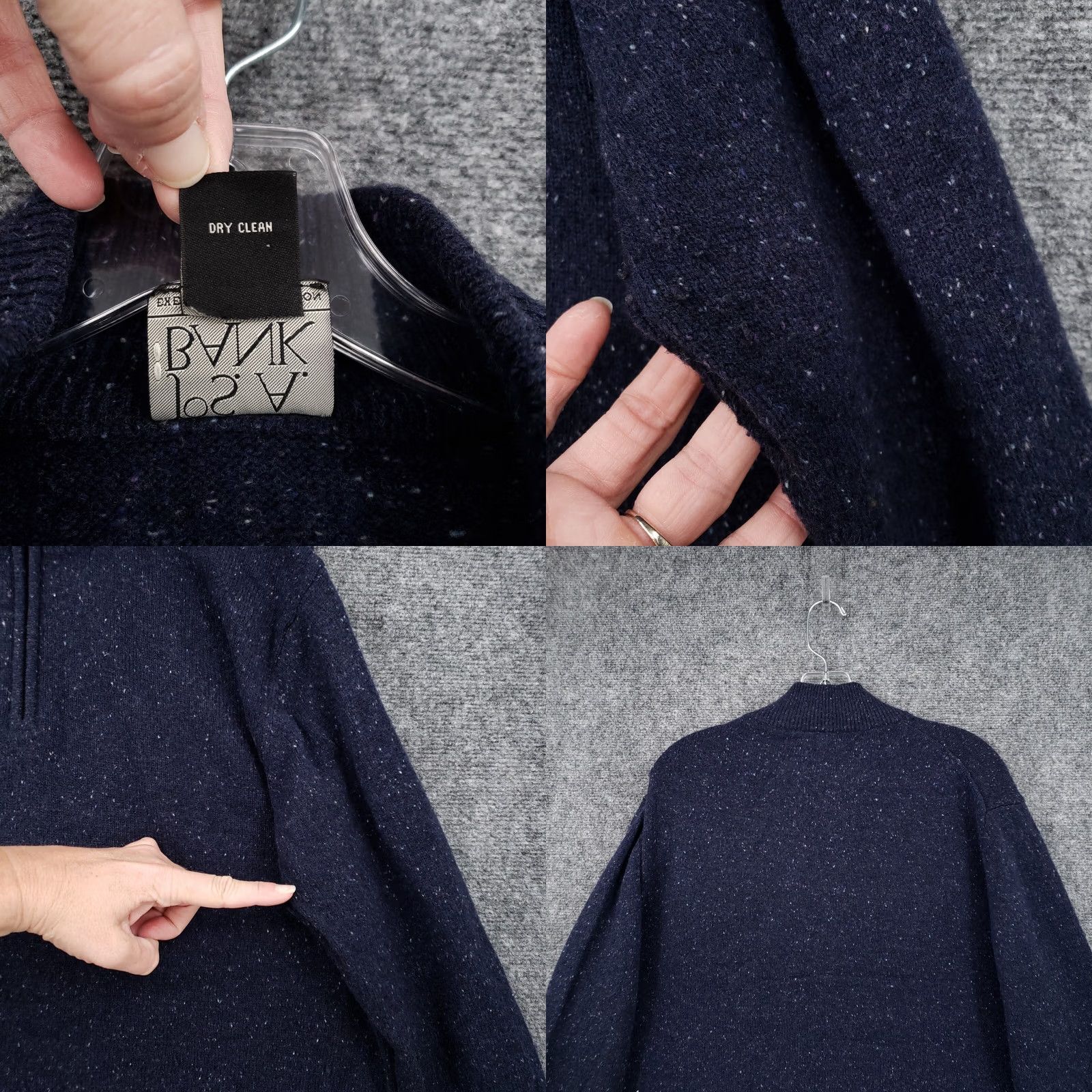 Jos. A. Bank Jos. A. Bank Sweater Mens Large Blue Lambswool 1/4 Zip Mock Neck Pullover Knit Size US L / EU 52-54 / 3 - 8 Thumbnail