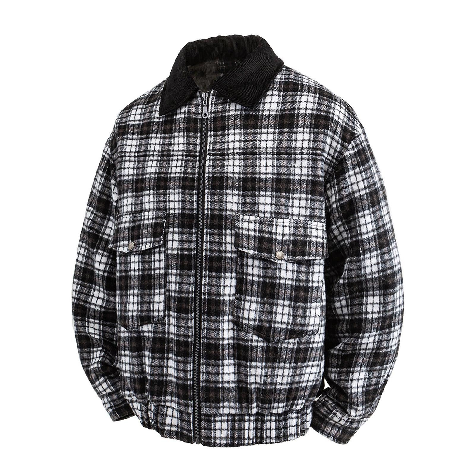 Other Black-White Plaid Padded Jacket | Lapel Collar Heavy Warm Size US M / EU 48-50 / 2 - 5 Thumbnail