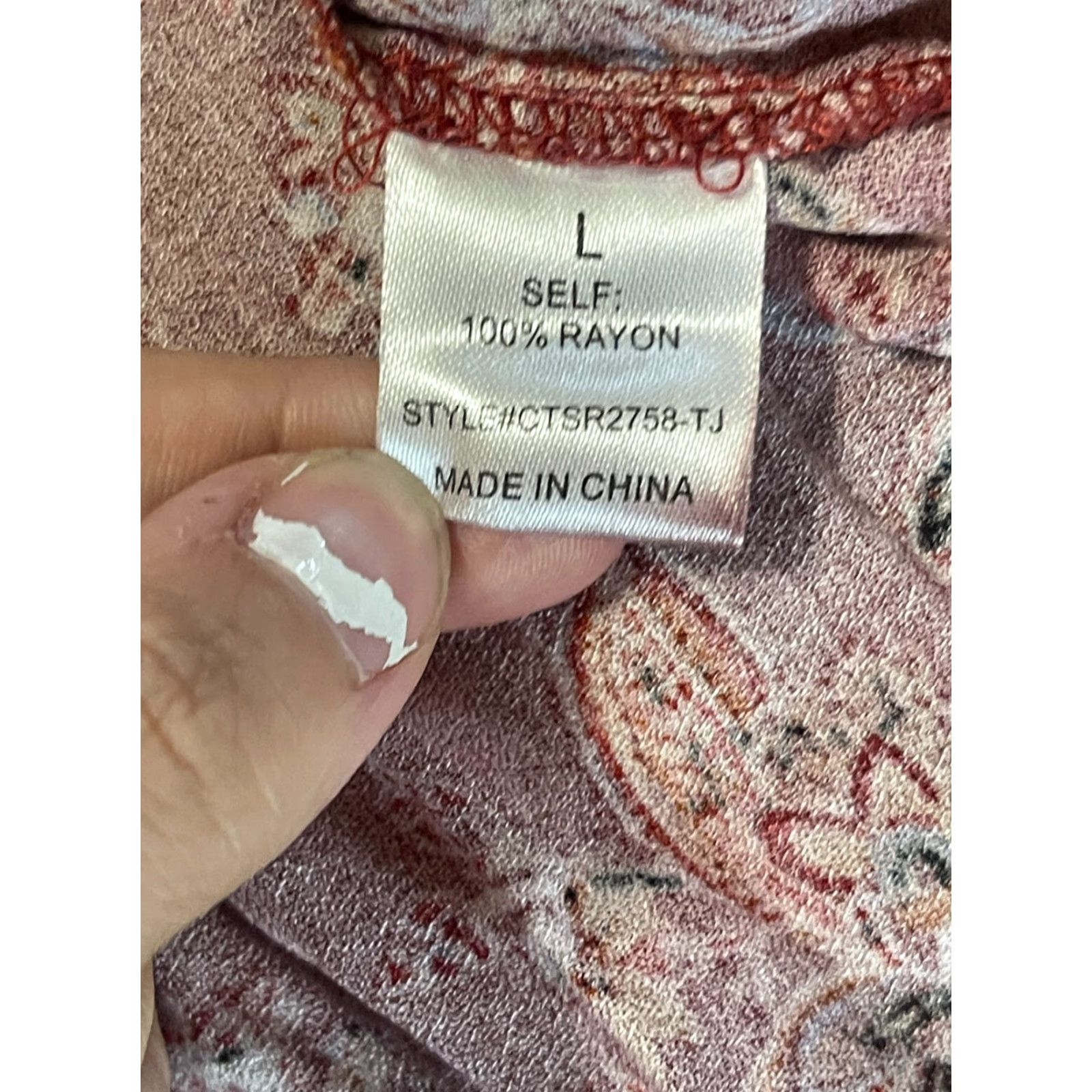 Vintage SOPHIE Rue Tank Top Women's Large Red White Floral Paisley Sleeveless Shirt Size L / US 10 / IT 46 - 6 Thumbnail
