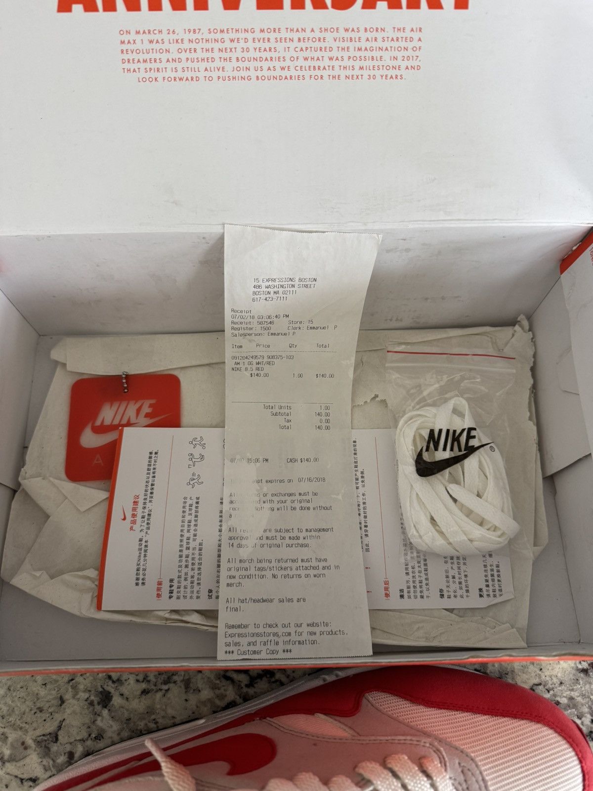 Nike Nike Air Max 1 “Anniversary Red” 2018 Size US 8 / EU 41 - 11 Thumbnail