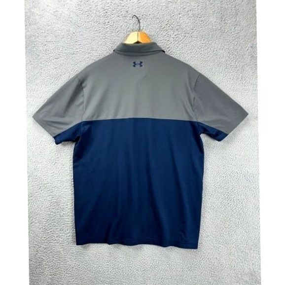 Under Armour Under Armour Performance Polo Shirt Mens Large Blue Grey Colorblock Golf Rugby Adult Size US L / EU 52-54 / 3 - 2 Thumbnail