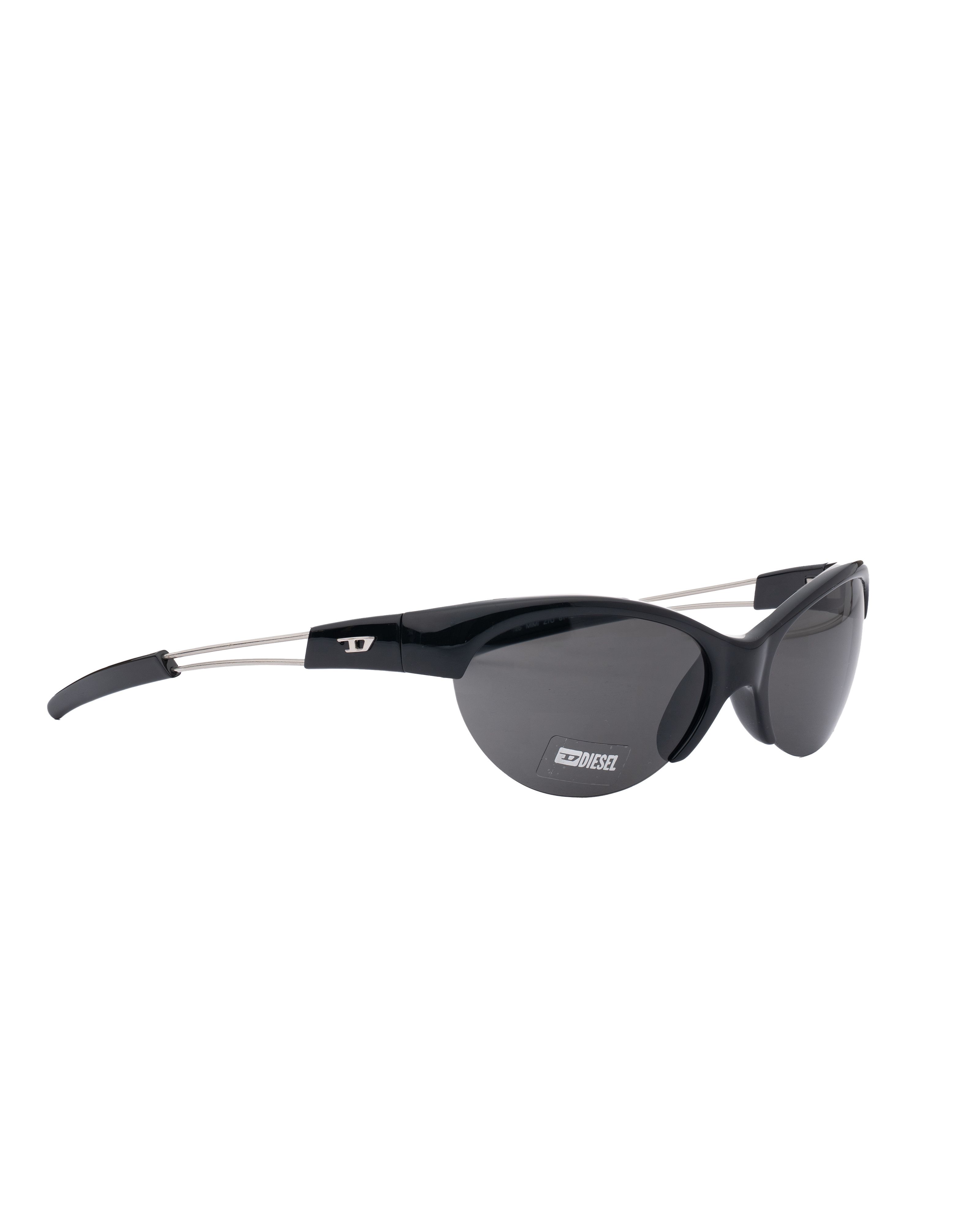 Diesel '90s Black Half-Rim Sport Sunglasses Dark Lenses