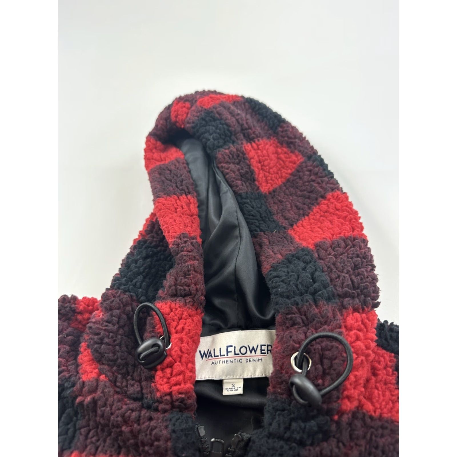 Vintage VINTAGE WallFlower Jacket Womens S Red Black Buffalo Plaid Full Zip Hooded Fleece Size S / US 4 / IT 40 - 5 Thumbnail