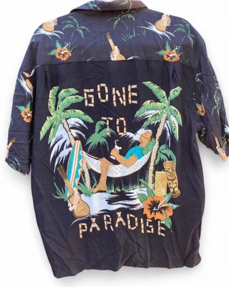 Vintage Vintage Hawaiian Shirt Black Flowered w/ Back Print M Aloha Size US M / EU 48-50 / 2 - 7 Thumbnail