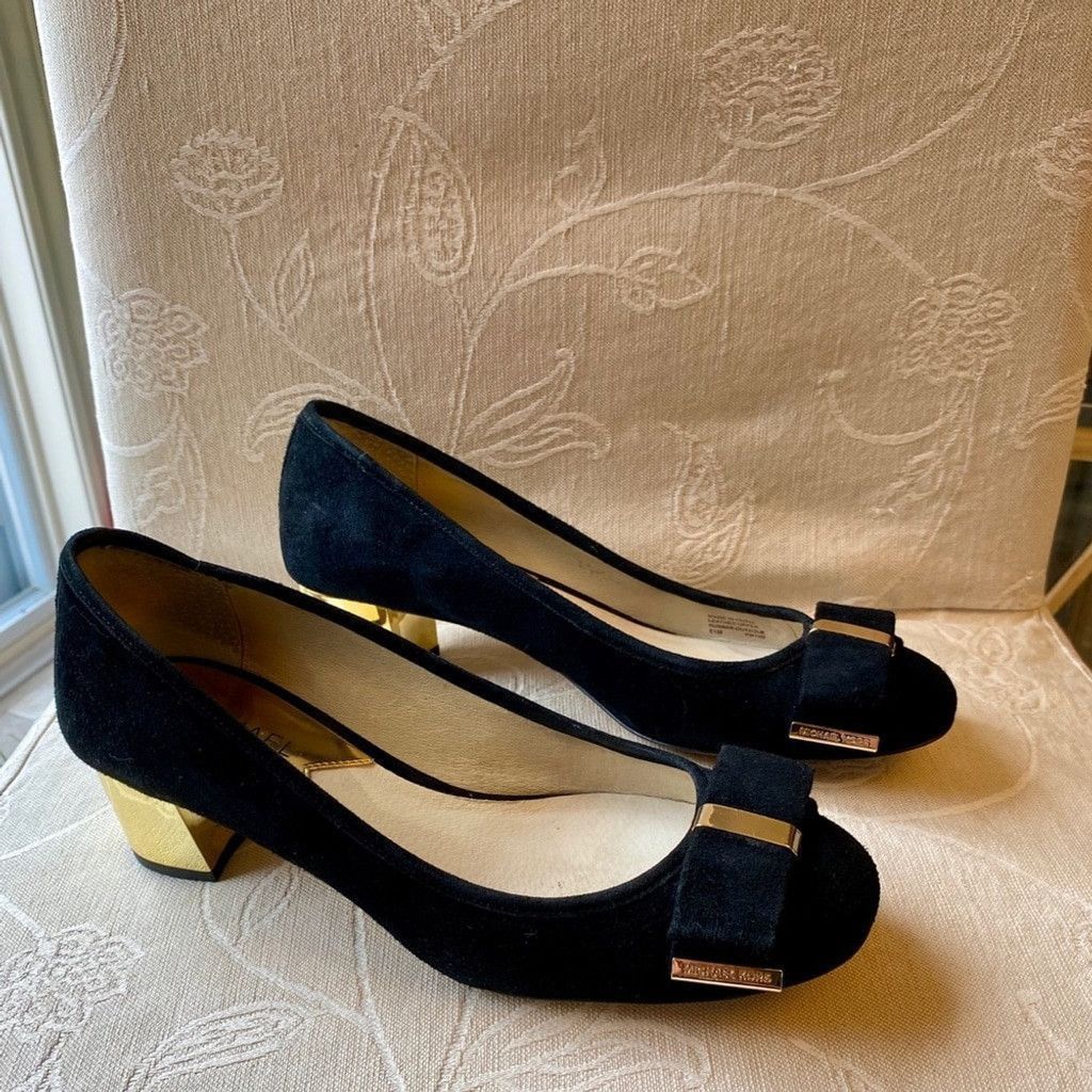 Michael Kors MICHAEL Micheal Kors Black Shoes with Gold Heels Size US 6.5 / IT 36.5 - 3 Thumbnail