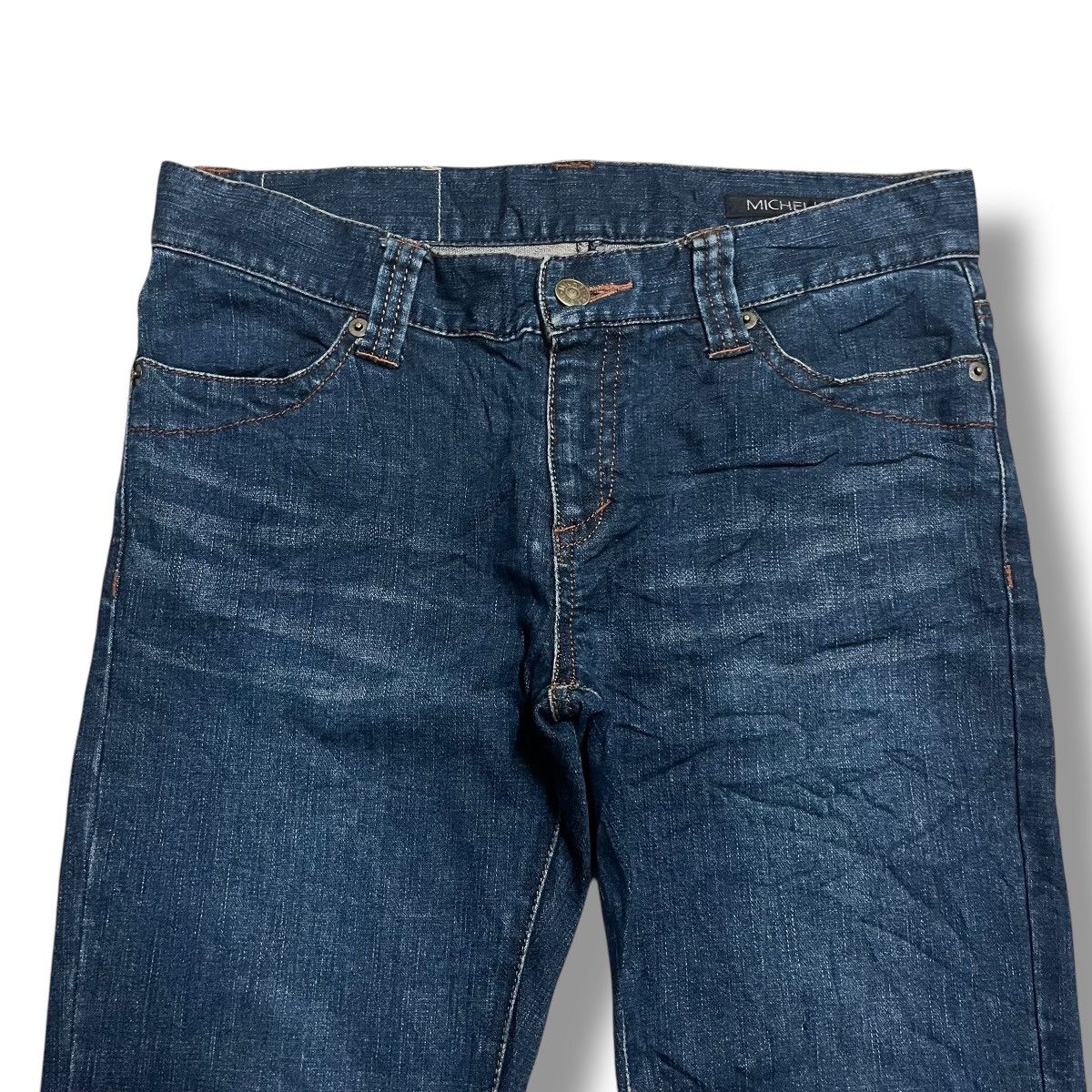 If Six Was Nine × Japanese Brand × Le Grande Bleu (L.G.B.) FLARE🔥 MICHEL KLEIN DENIM BLUE PANT Size 31" - 2 Thumbnail