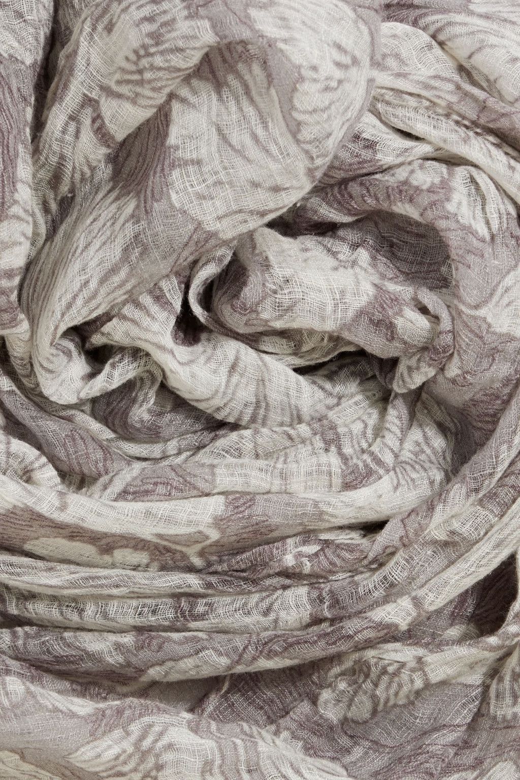 Brunello Cucinelli o1y0725 Size : OS / Floral-print Scarf in Light Gray/White Size ONE SIZE - 3 Thumbnail