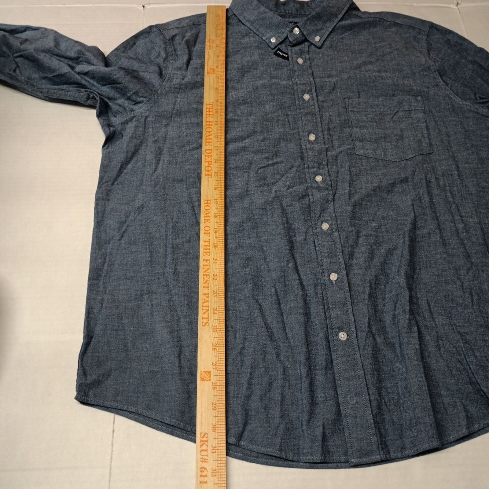 George George Poplin Button Down Shirt Men's 2XL Blue Classic Fit Size US XXL / EU 58 / 5 - 6 Thumbnail