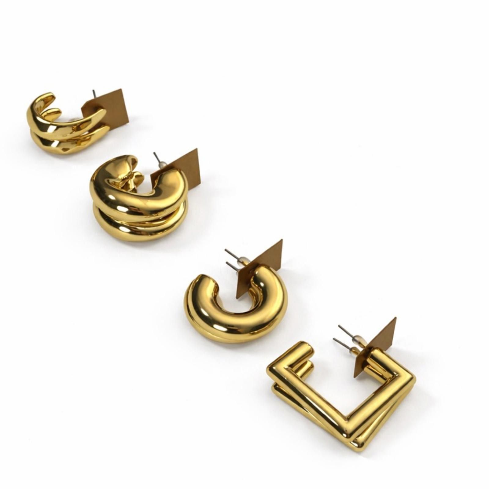 Other Chic Gold-Tone Textured Fashion Hoop Earrings Set of 4 Size ONE SIZE - 1 Thumbnail